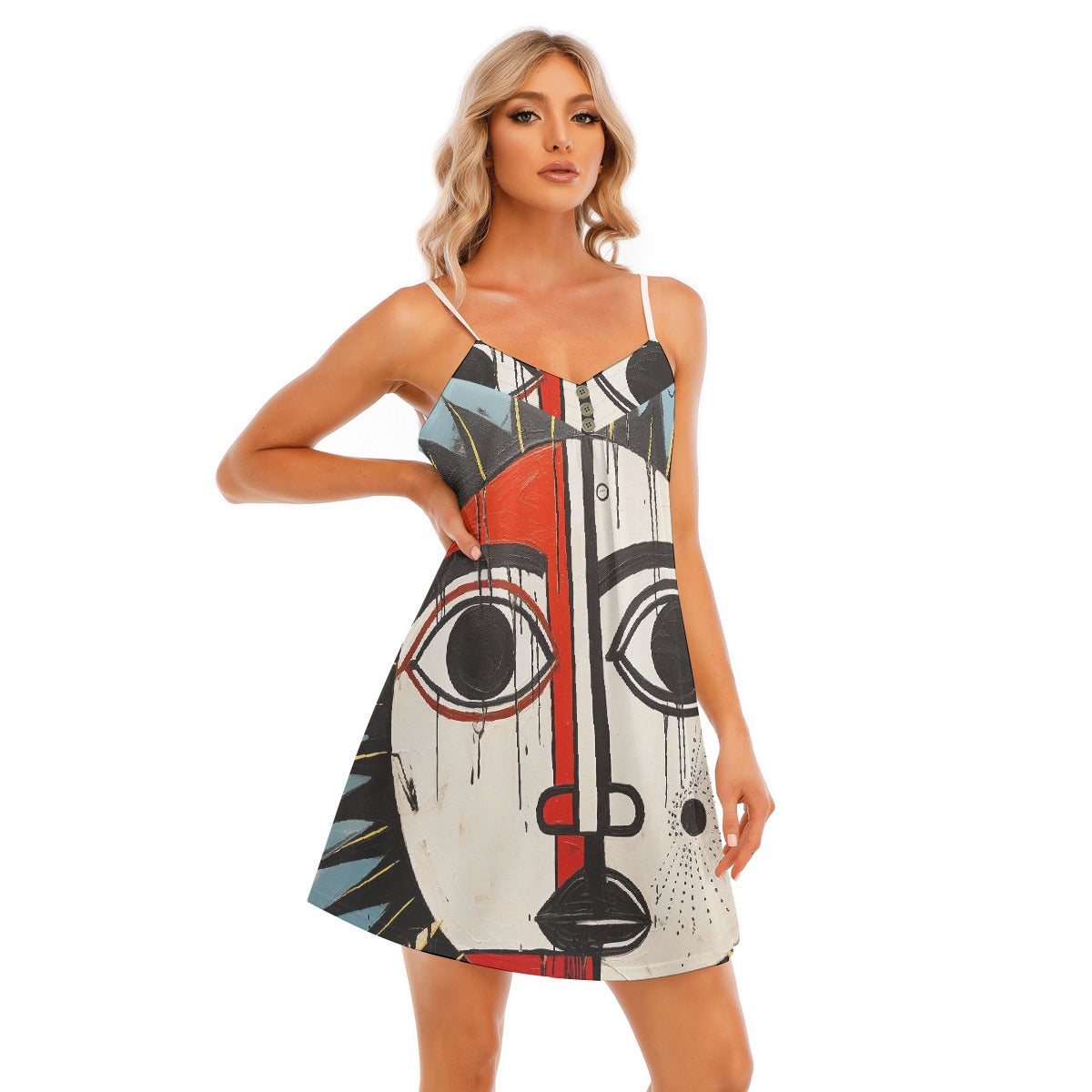 All-Over Print Women's V-neck Cami Dress