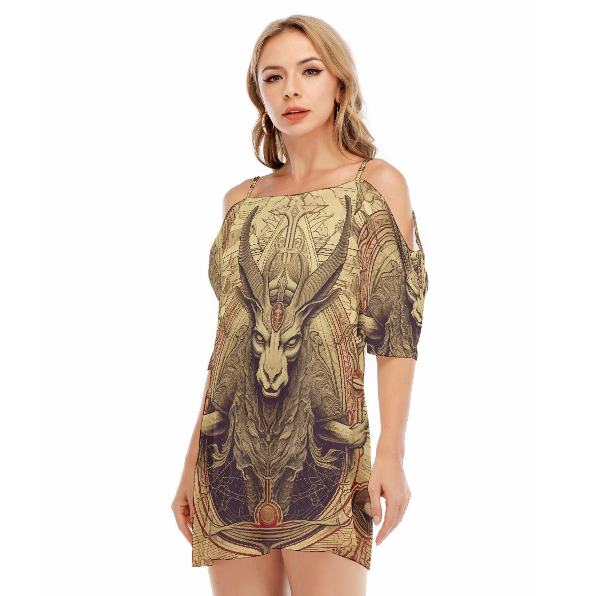 All-Over Print Women's Off-shoulder Cami Dress