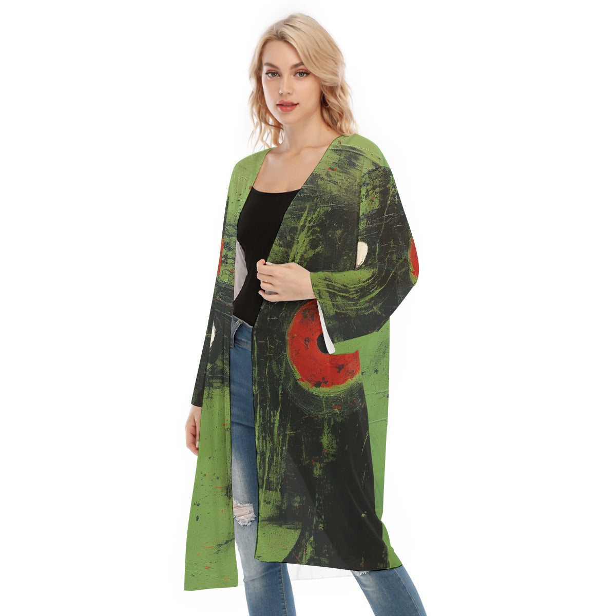 All- Over Print Women's Long Sleeve Mesh Cardigan