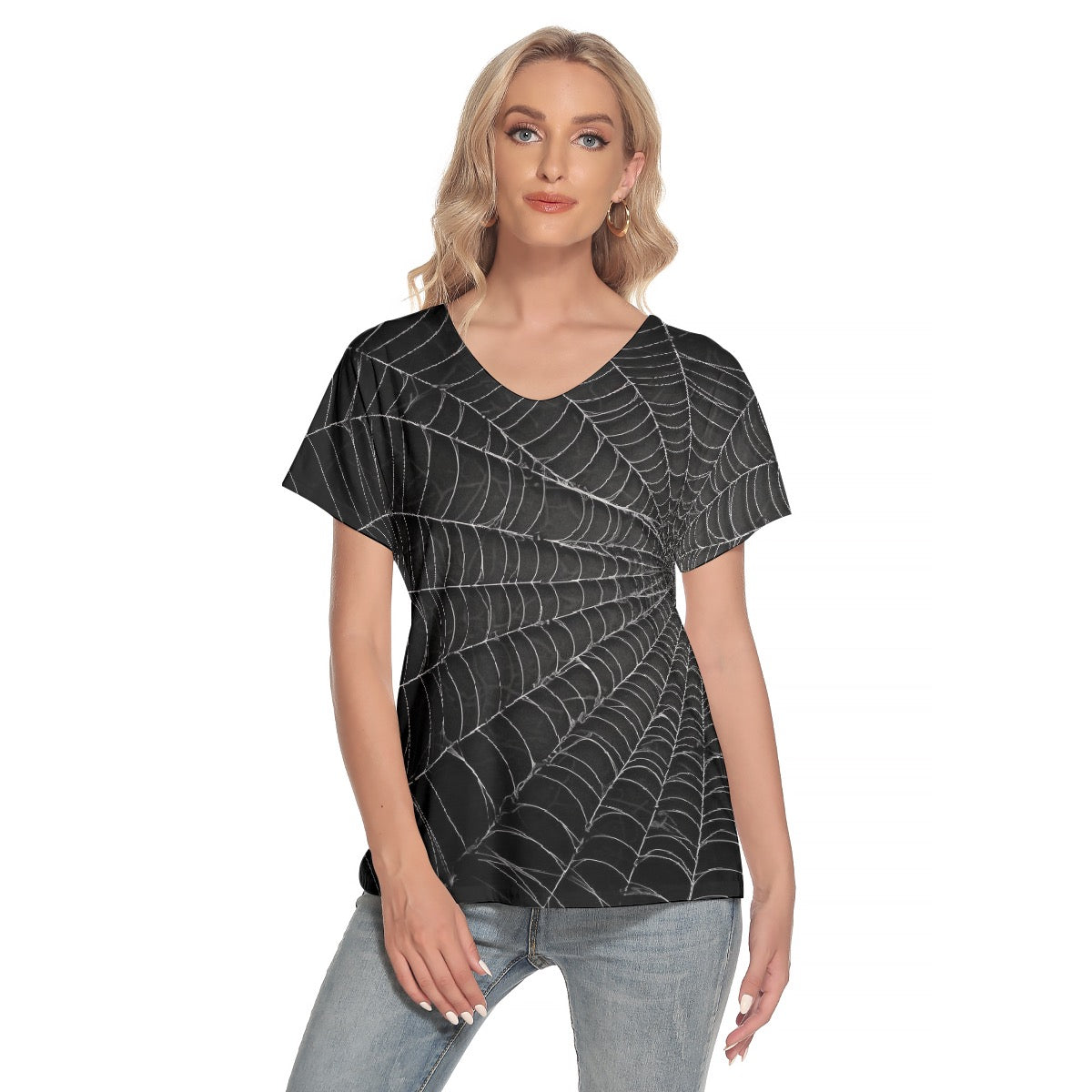 All-Over Print Women's Loose V-neck Short Sleeve T-shirt