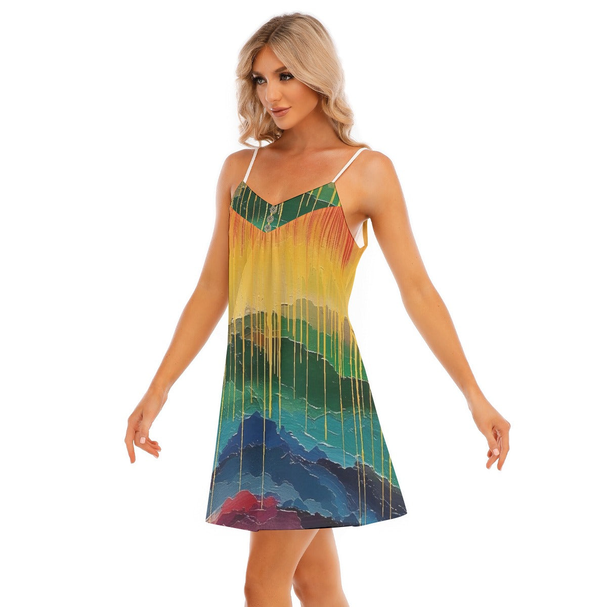 All-Over Print Women's V-neck Cami Dress