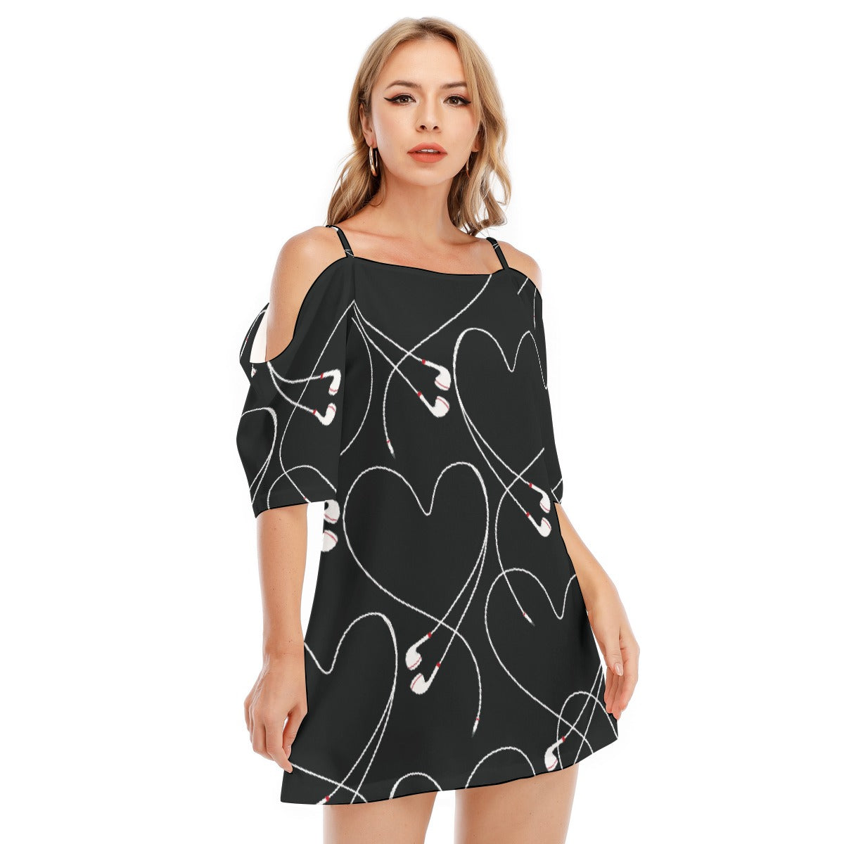 All-Over Print Women's Off-shoulder Cami Dress