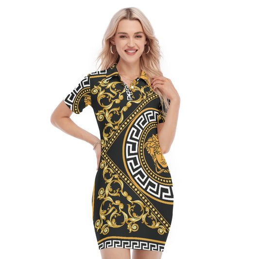 All-Over Print Women's Polo Collar Dress