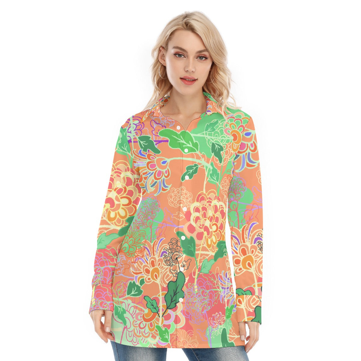 All-Over Print Women's Long Shirt