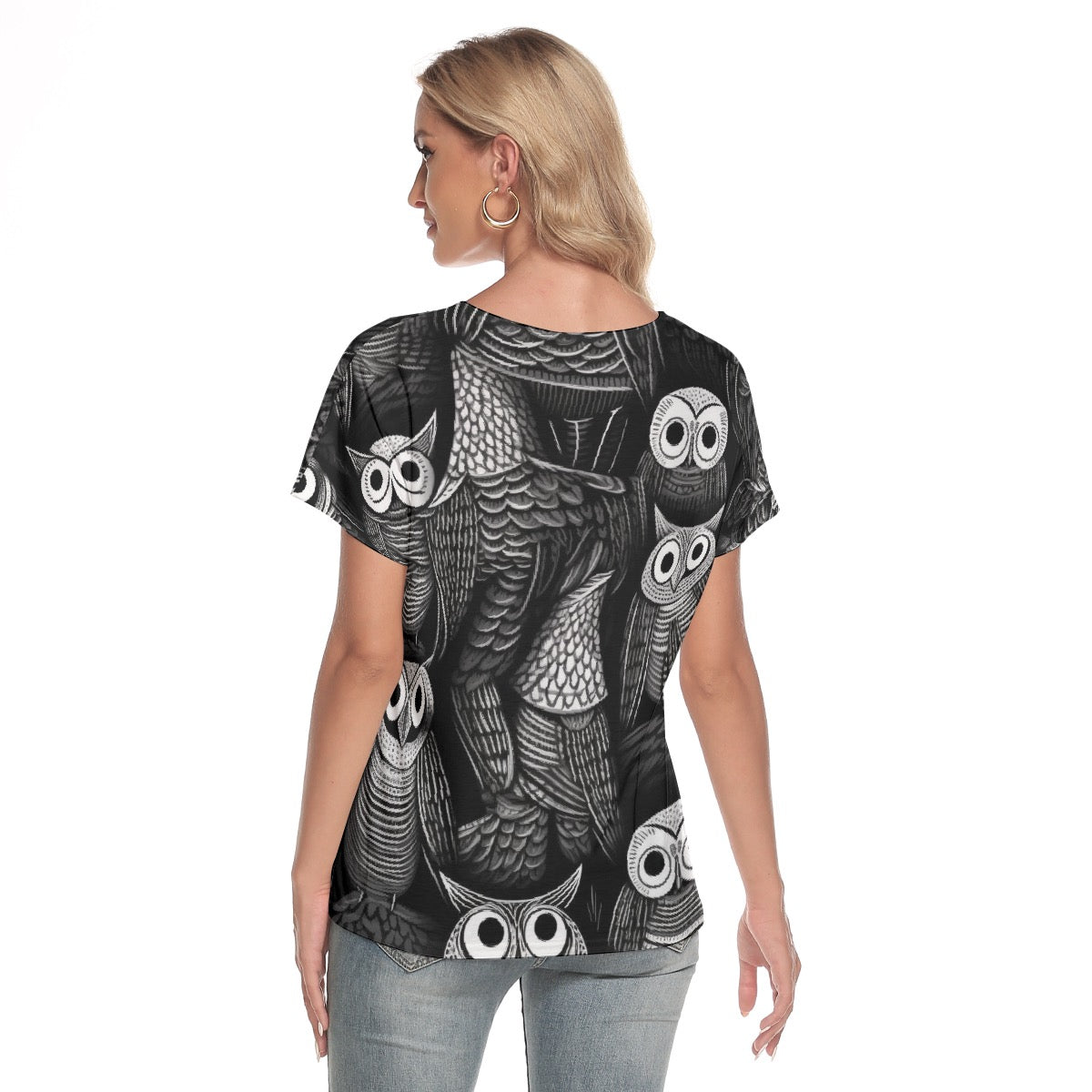 All-Over Print Women's Loose V-neck Short Sleeve T-shirt