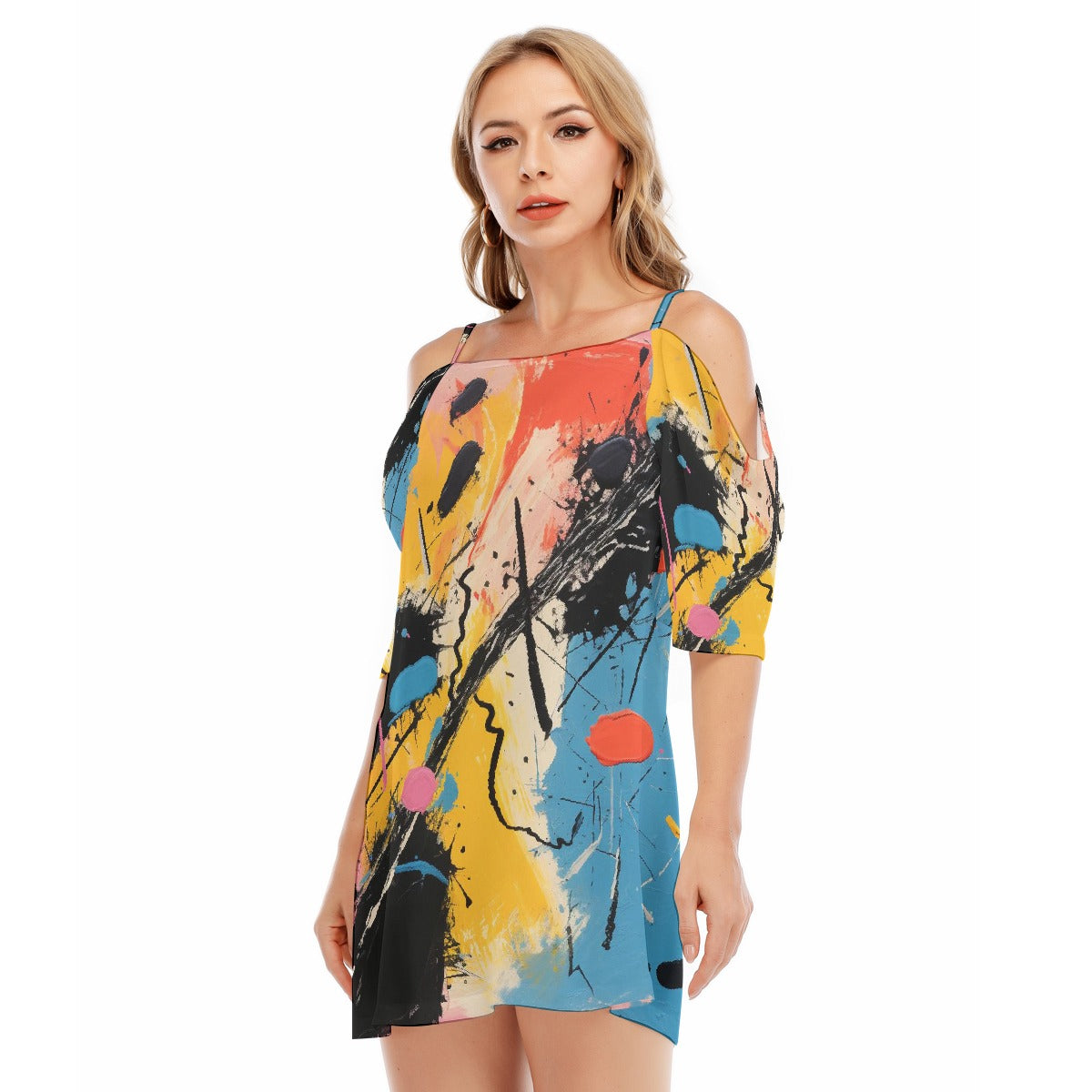 All-Over Print Women's Off-shoulder Cami Dress