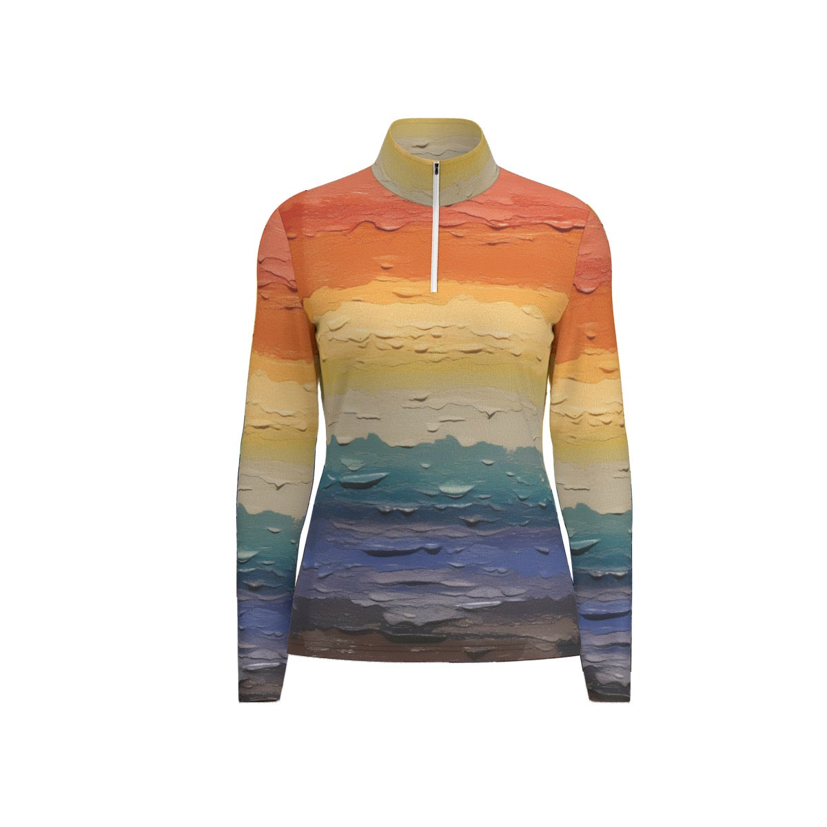 All-Over Print Women's Sports Collar Jersey With Long Sleeve