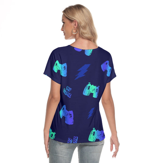 All-Over Print Women's Loose V-neck Short Sleeve T-shirt