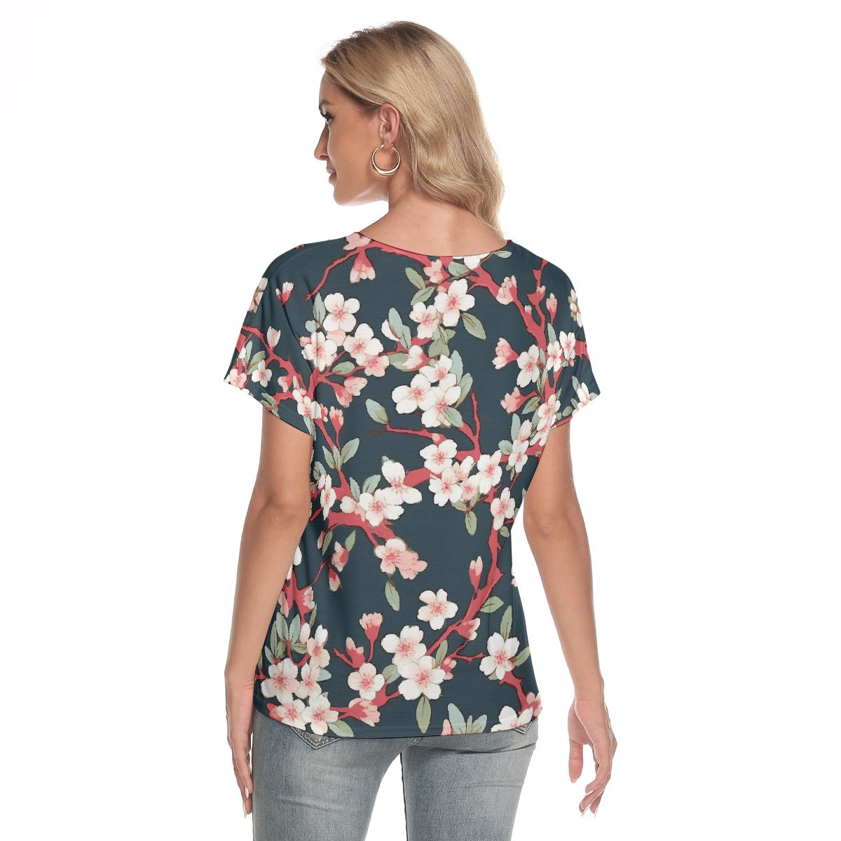 All-Over Print Women's Loose V-neck Short Sleeve T-shirt