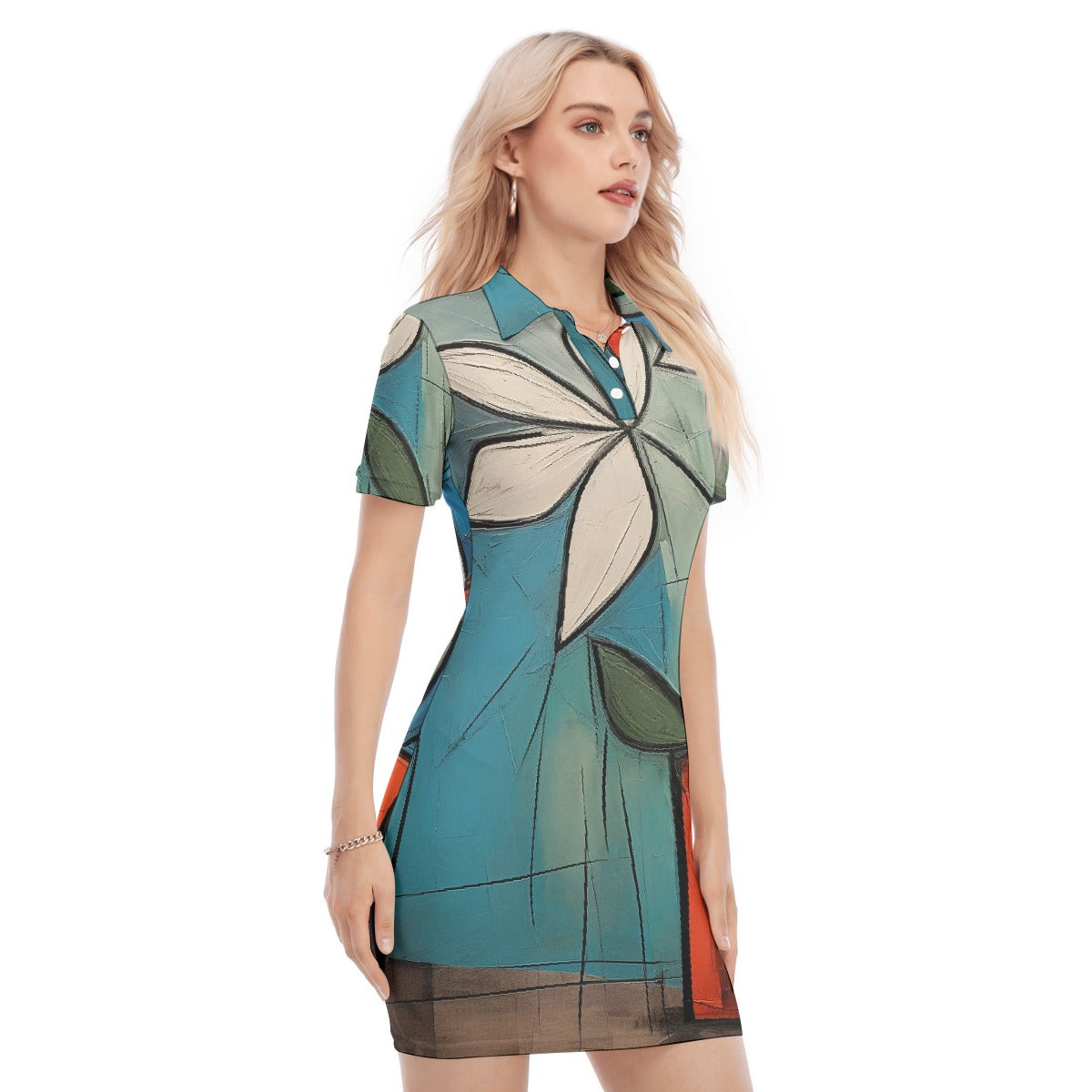 All-Over Print Women's Polo Collar Dress