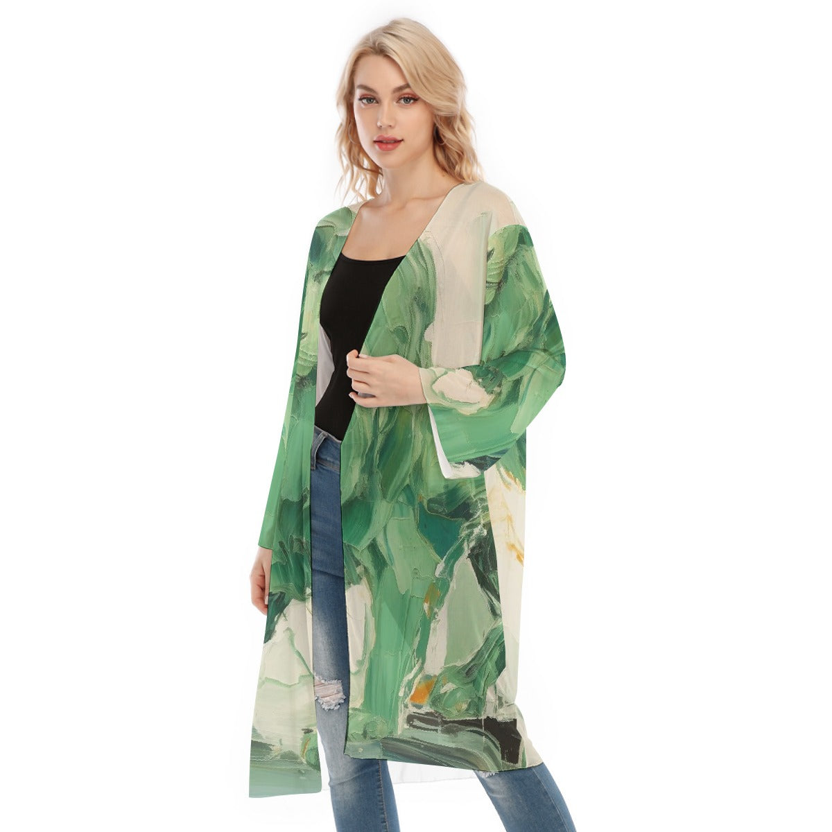 All- Over Print Women's Long Sleeve Mesh Cardigan