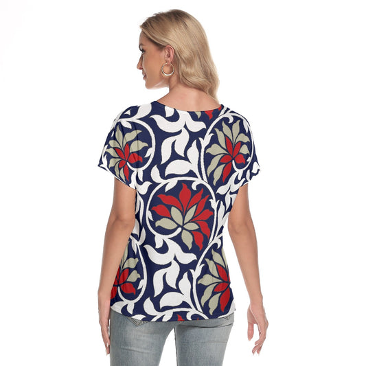 All-Over Print Women's Loose V-neck Short Sleeve T-shirt