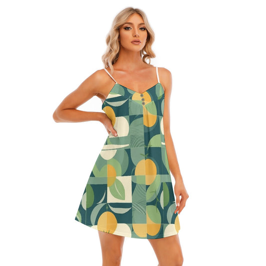 All-Over Print Women's V-neck Cami Dress