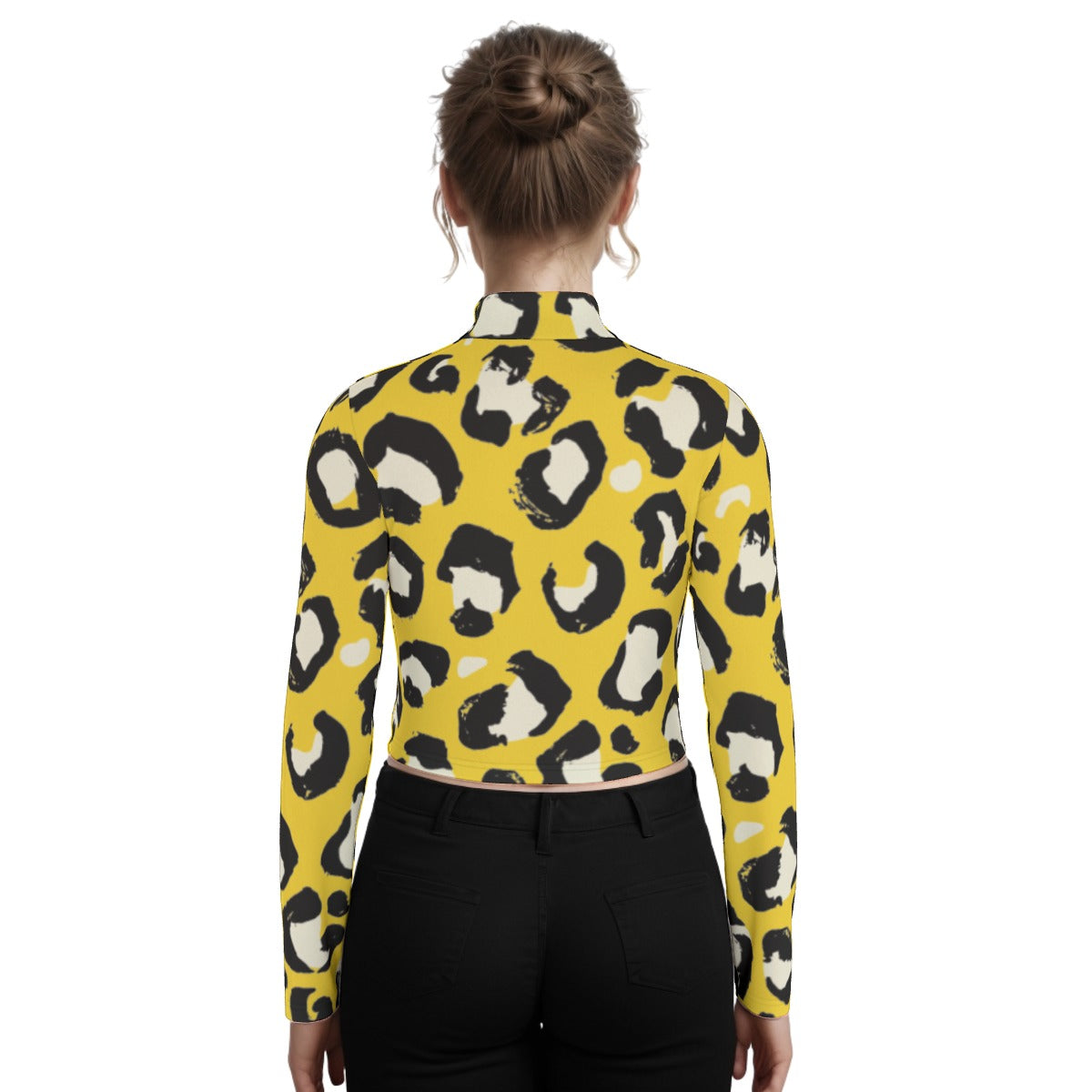 Eco-Friendly All-Over Print Women's Turtleneck T-shirt With Long Sleeve