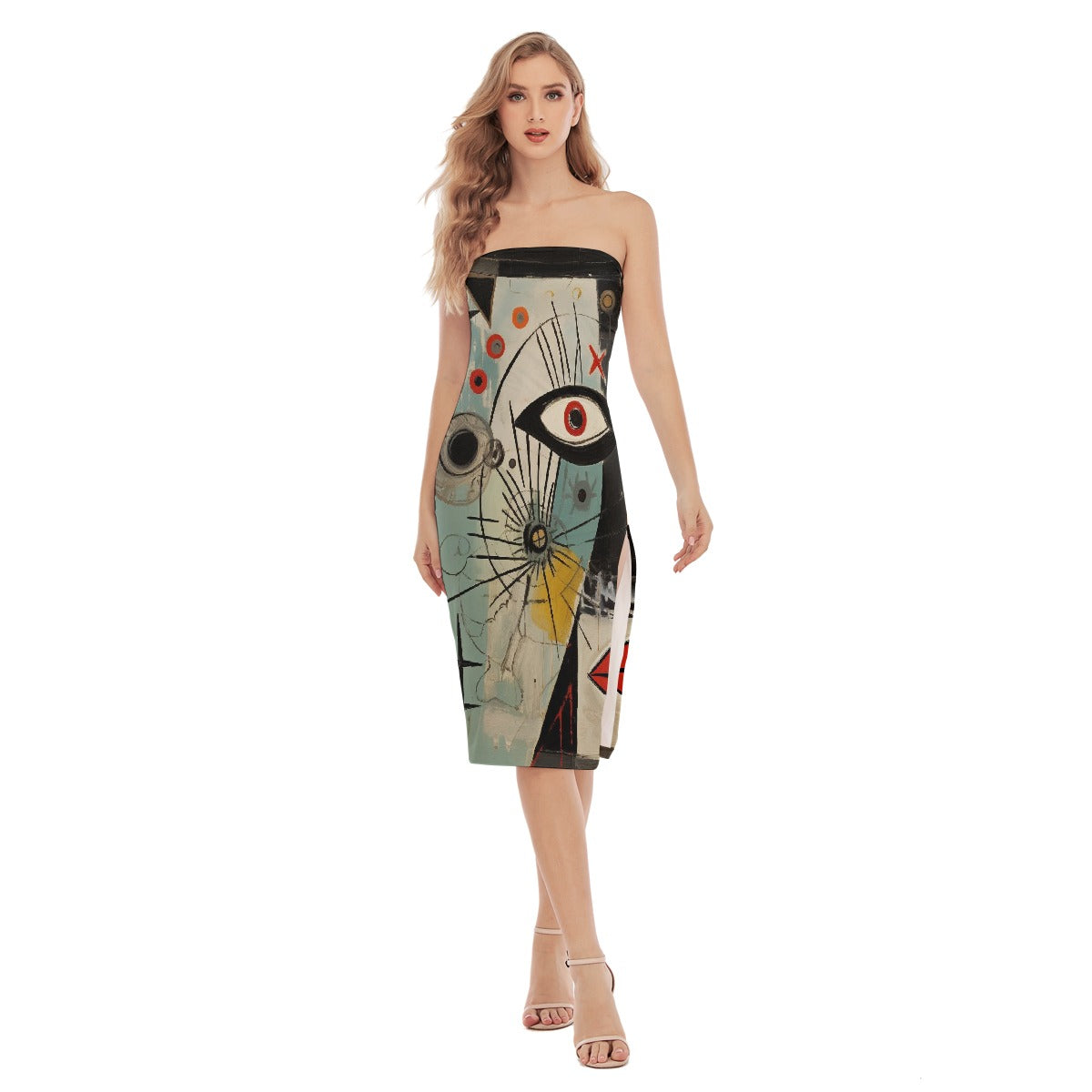 All-Over Print Women's Side Split Tube Top Dress