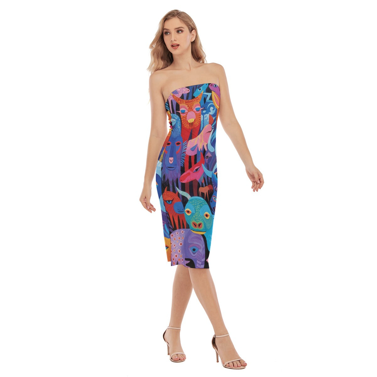 All-Over Print Women's Side Split Tube Top Dress