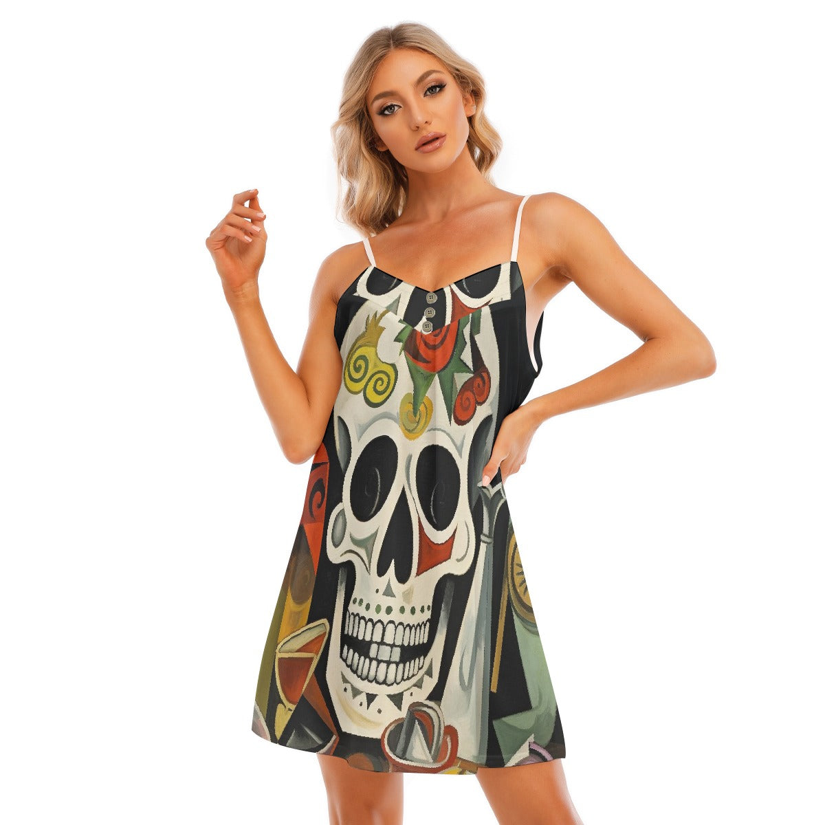 All-Over Print Women's V-neck Cami Dress