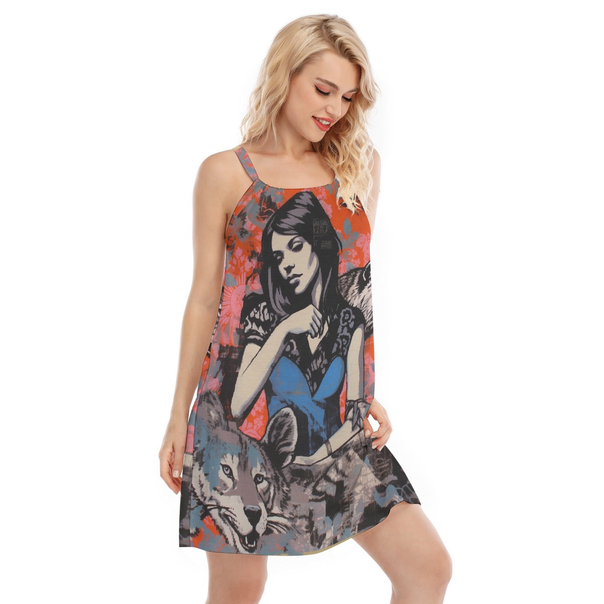 All-Over Print Women's O-neck Cami Dress