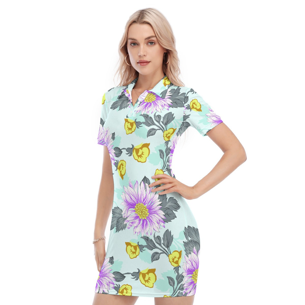 All-Over Print Women's Polo Collar Dress