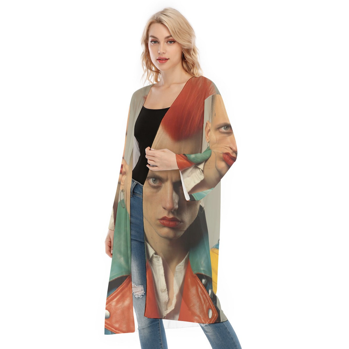 All- Over Print Women's Long Sleeve Mesh Cardigan