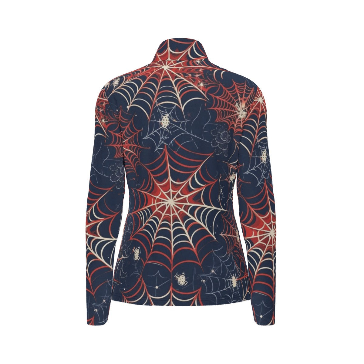 All-Over Print Women's Sports Collar Jersey With Long Sleeve