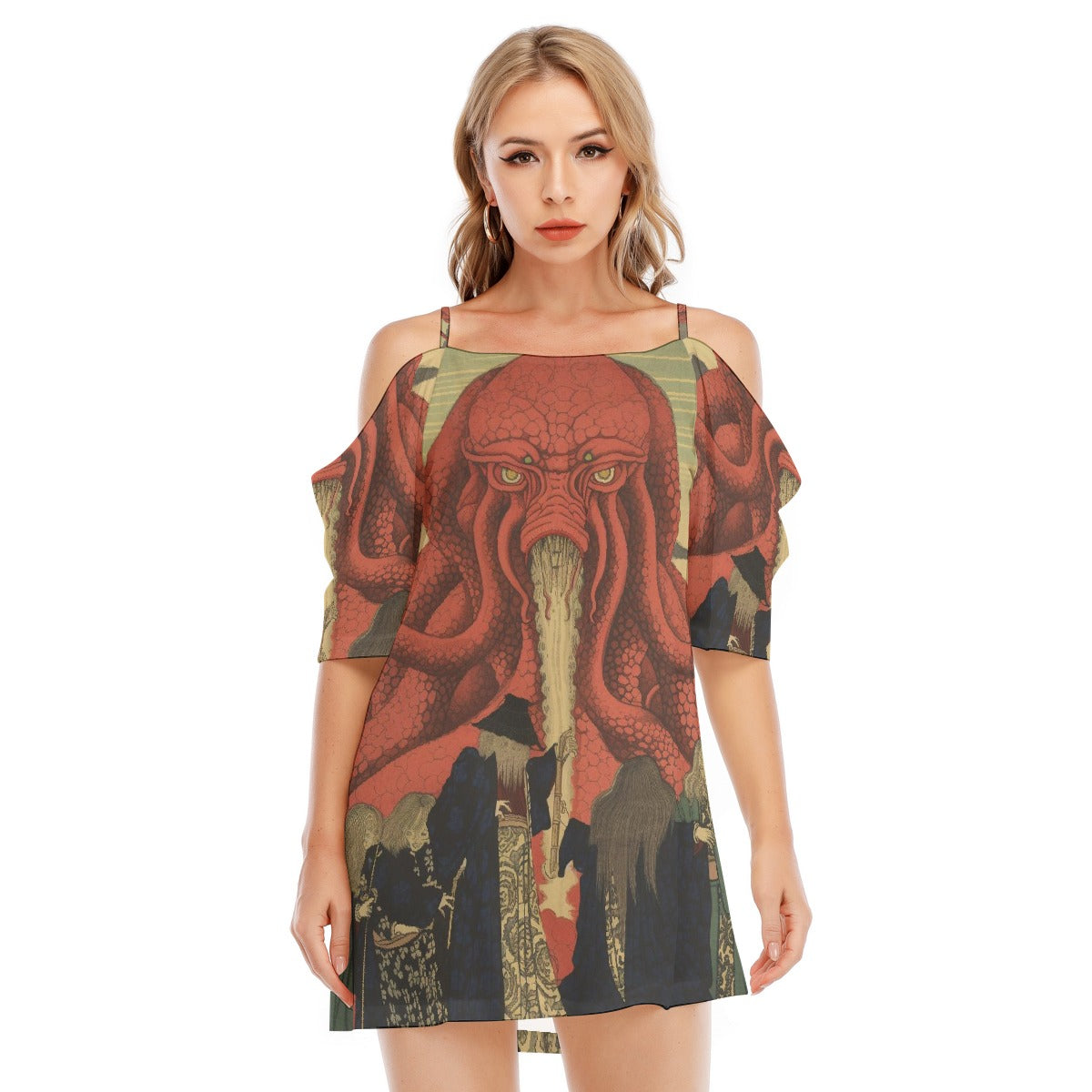 All-Over Print Women's Off-shoulder Cami Dress