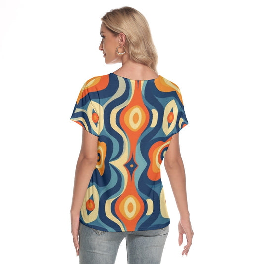 All-Over Print Women's Loose V-neck Short Sleeve T-shirt