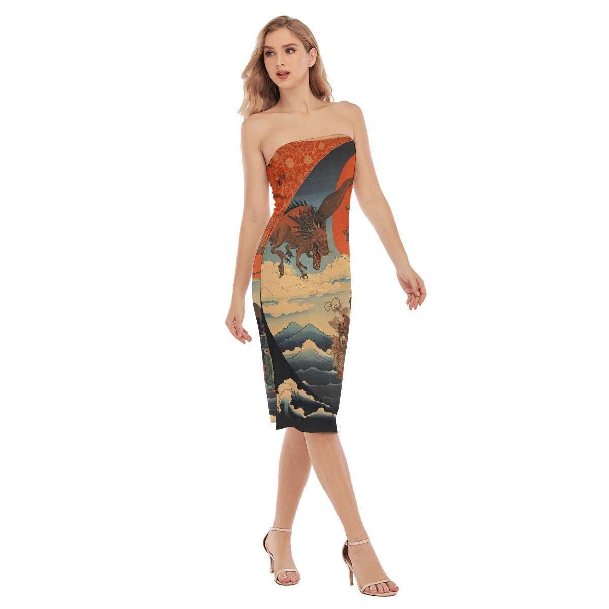 All-Over Print Women's Side Split Tube Top Dress