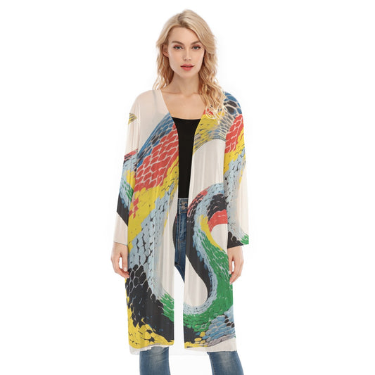 All- Over Print Women's Long Sleeve Mesh Cardigan