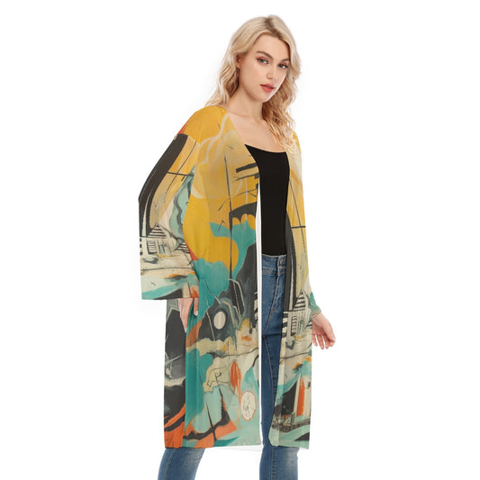 All- Over Print Women's Long Sleeve Mesh Cardigan