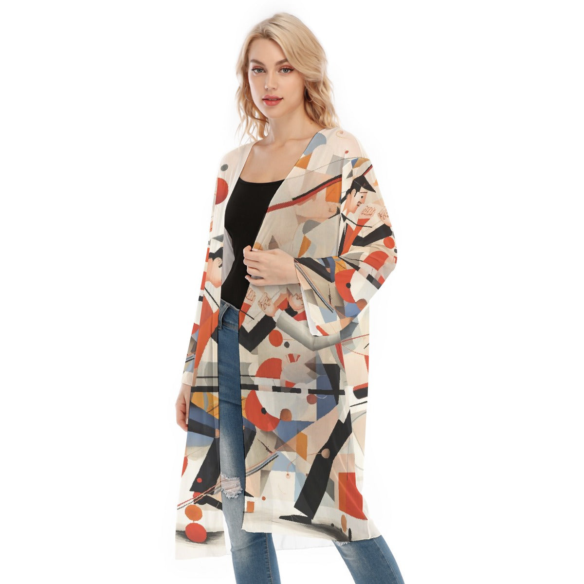 All- Over Print Women's Long Sleeve Mesh Cardigan