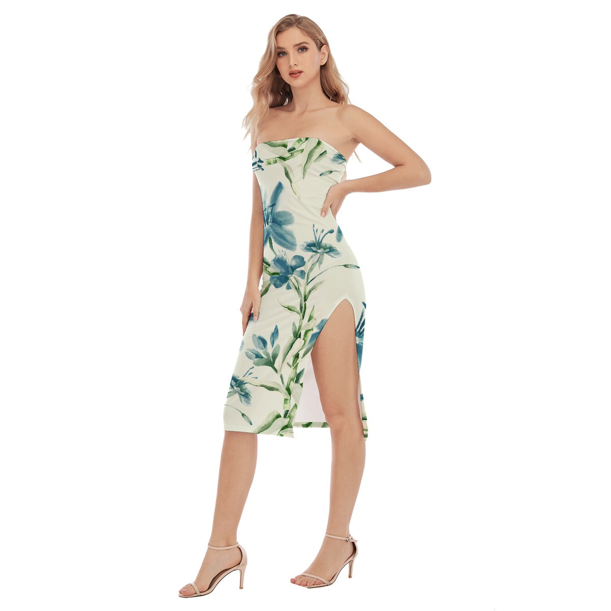 All-Over Print Women's Side Split Tube Top Dress