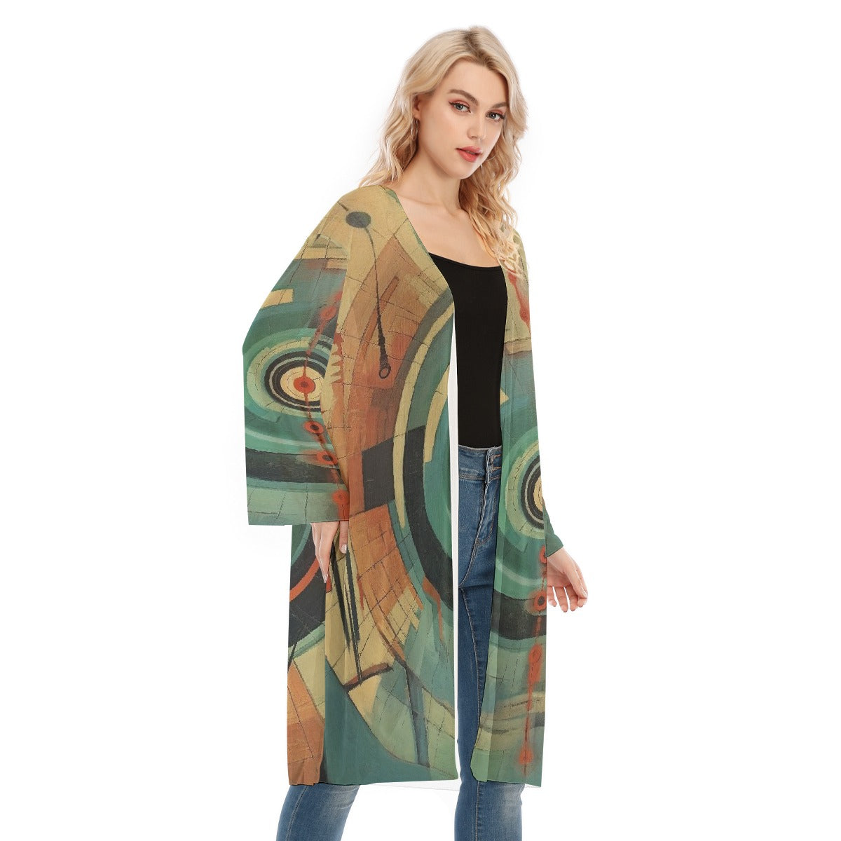 All- Over Print Women's Long Sleeve Mesh Cardigan