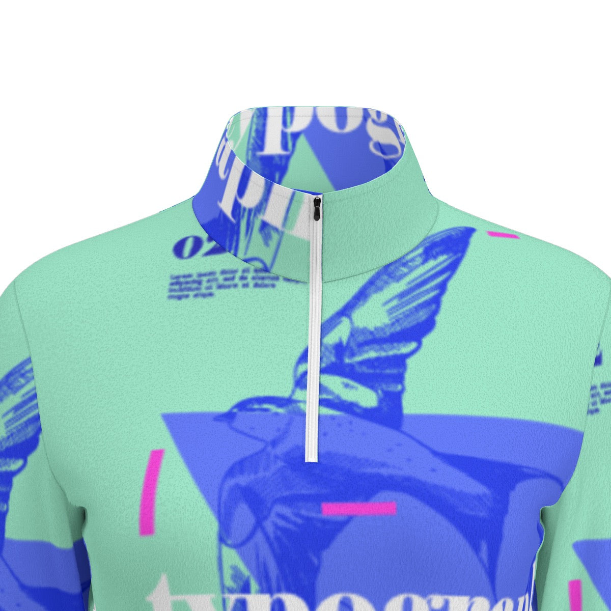 All-Over Print Women's Sports Collar Jersey With Long Sleeve