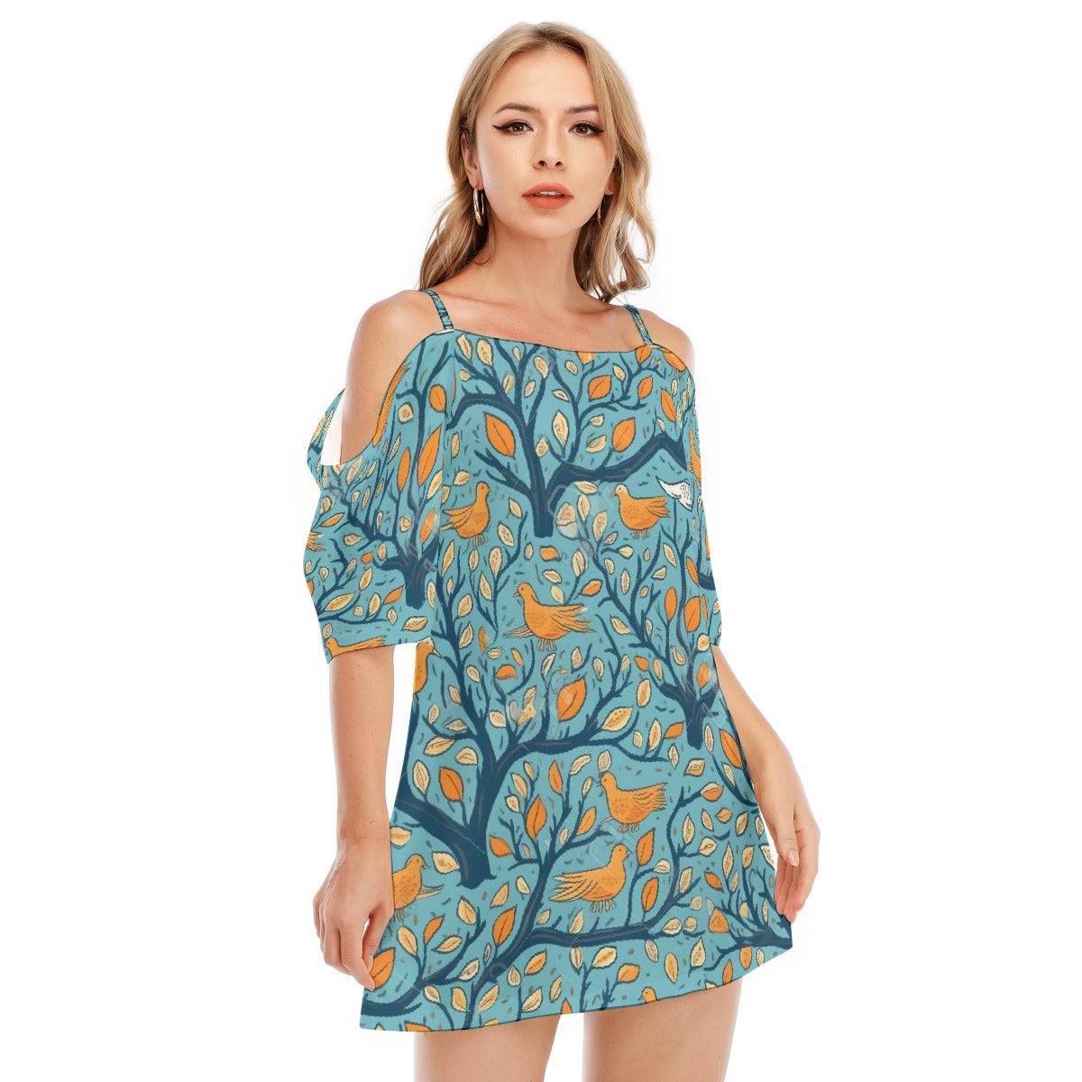 All-Over Print Women's Off-shoulder Cami Dress