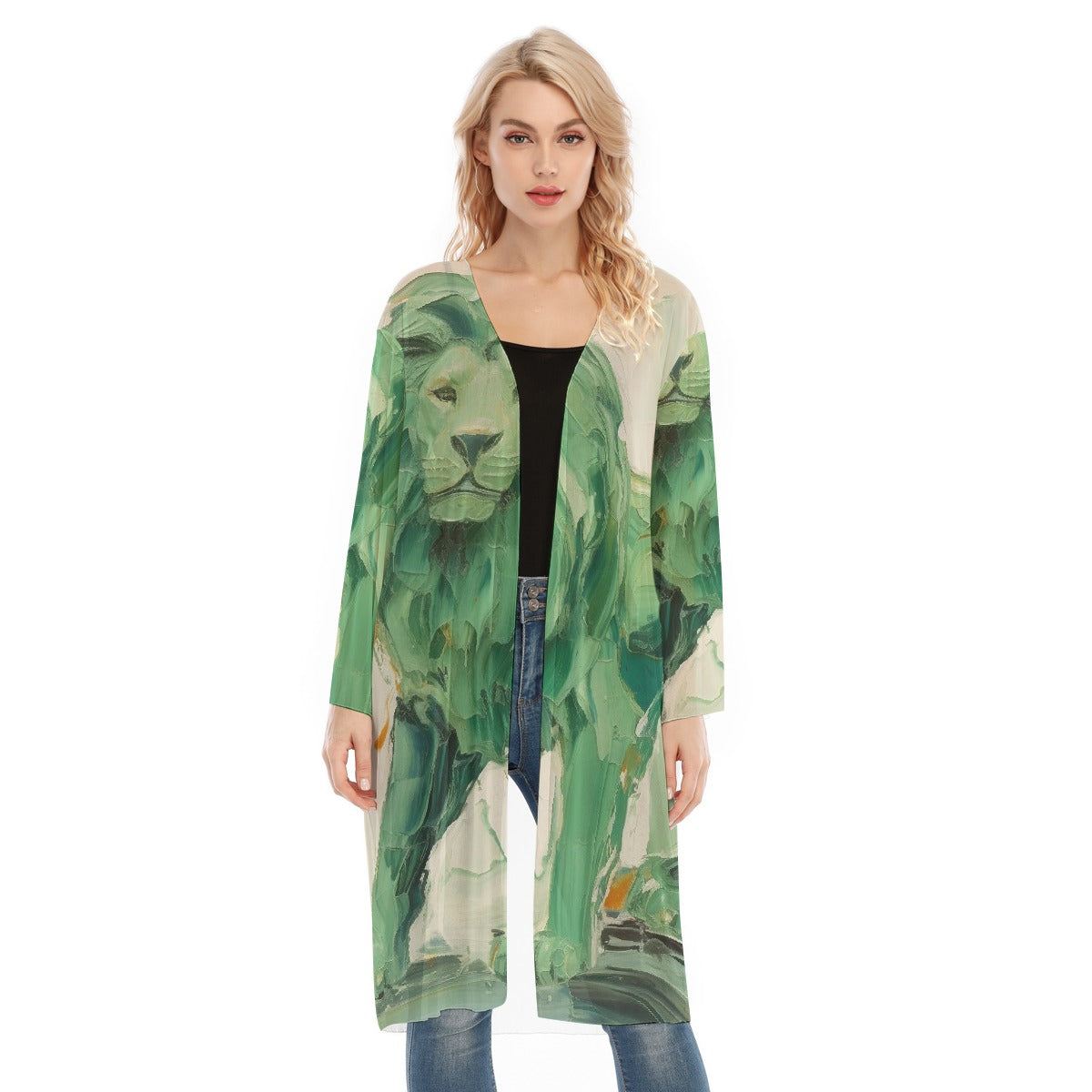 All- Over Print Women's Long Sleeve Mesh Cardigan