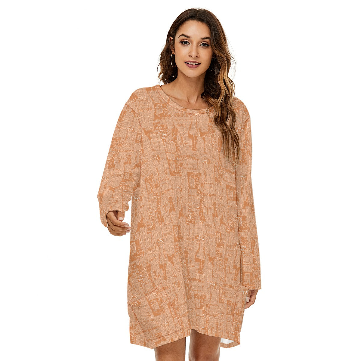 All-Over Print  Women's Loose Crew Neck Dress