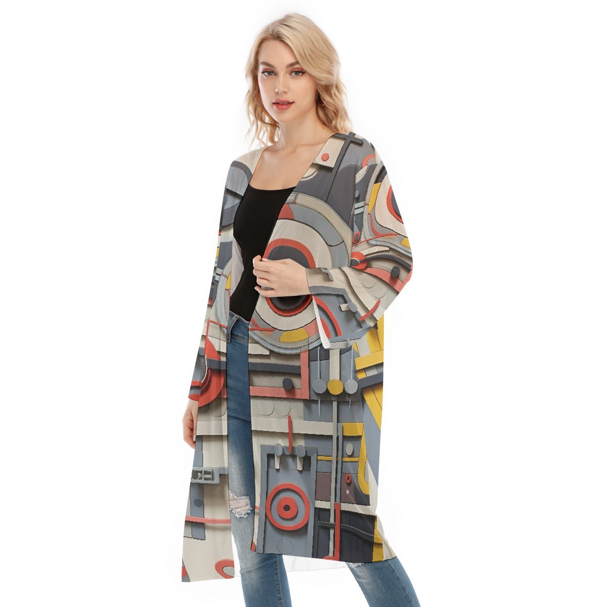 All- Over Print Women's Long Sleeve Mesh Cardigan