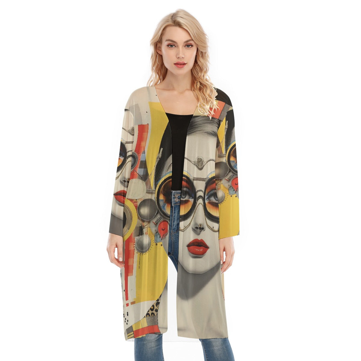 All- Over Print Women's Long Sleeve Mesh Cardigan