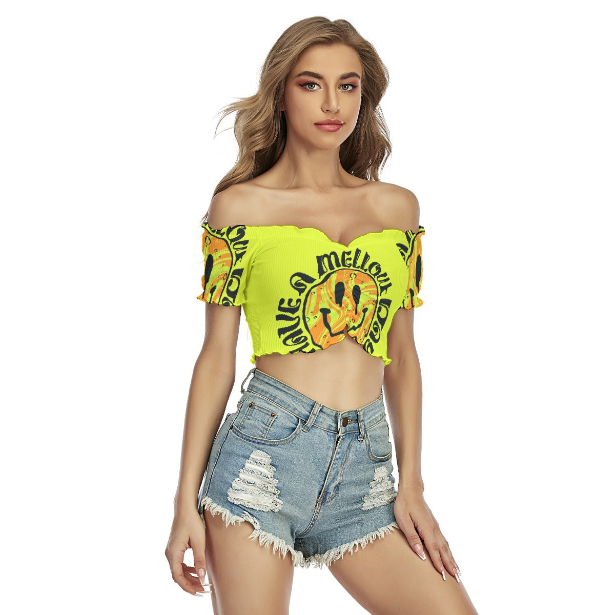 All-Over Print Women's One-shoulder Off-the-navel Short Sleeve T-shirt