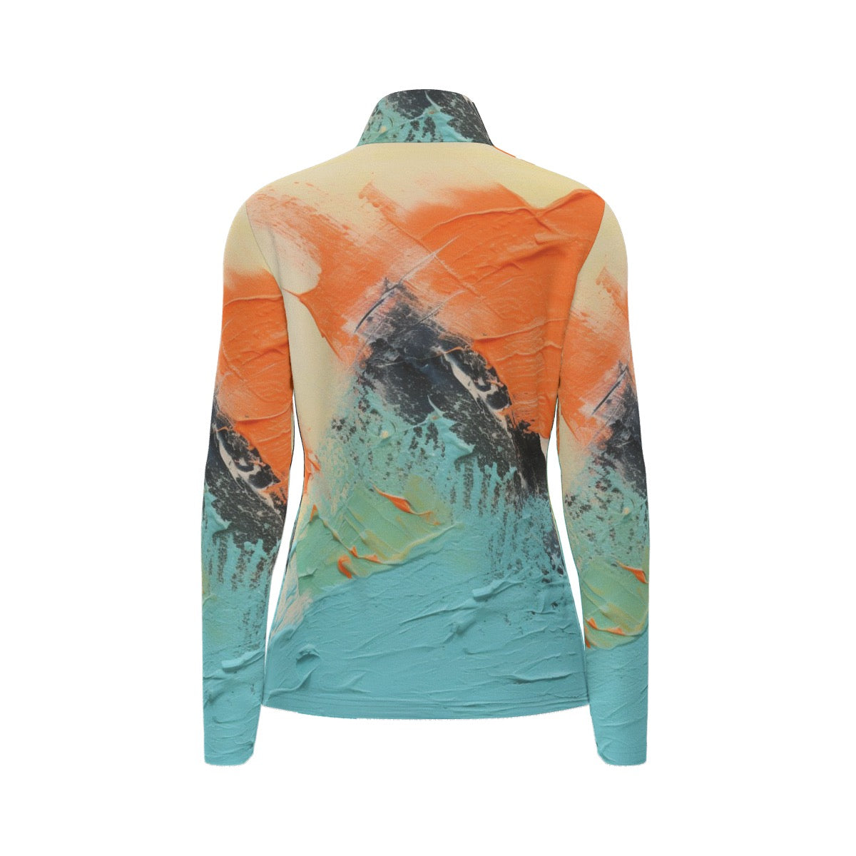 All-Over Print Women's Sports Collar Jersey With Long Sleeve