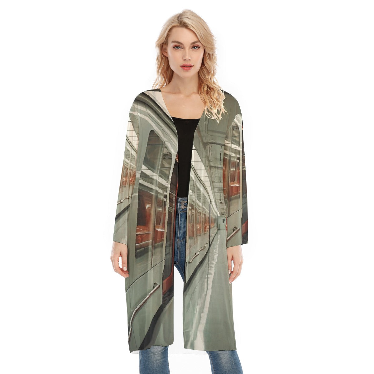 All- Over Print Women's Long Sleeve Mesh Cardigan