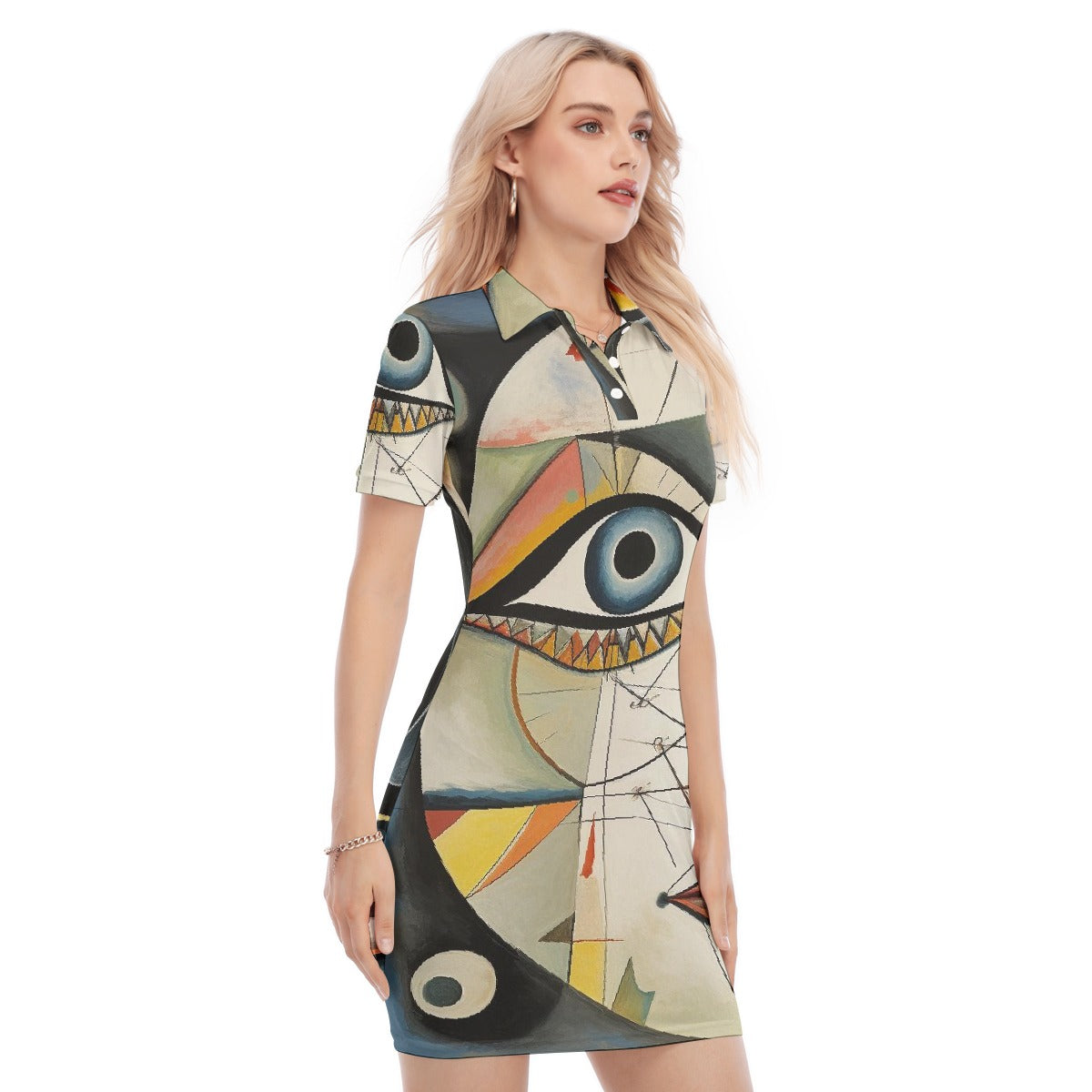 All-Over Print Women's Polo Collar Dress