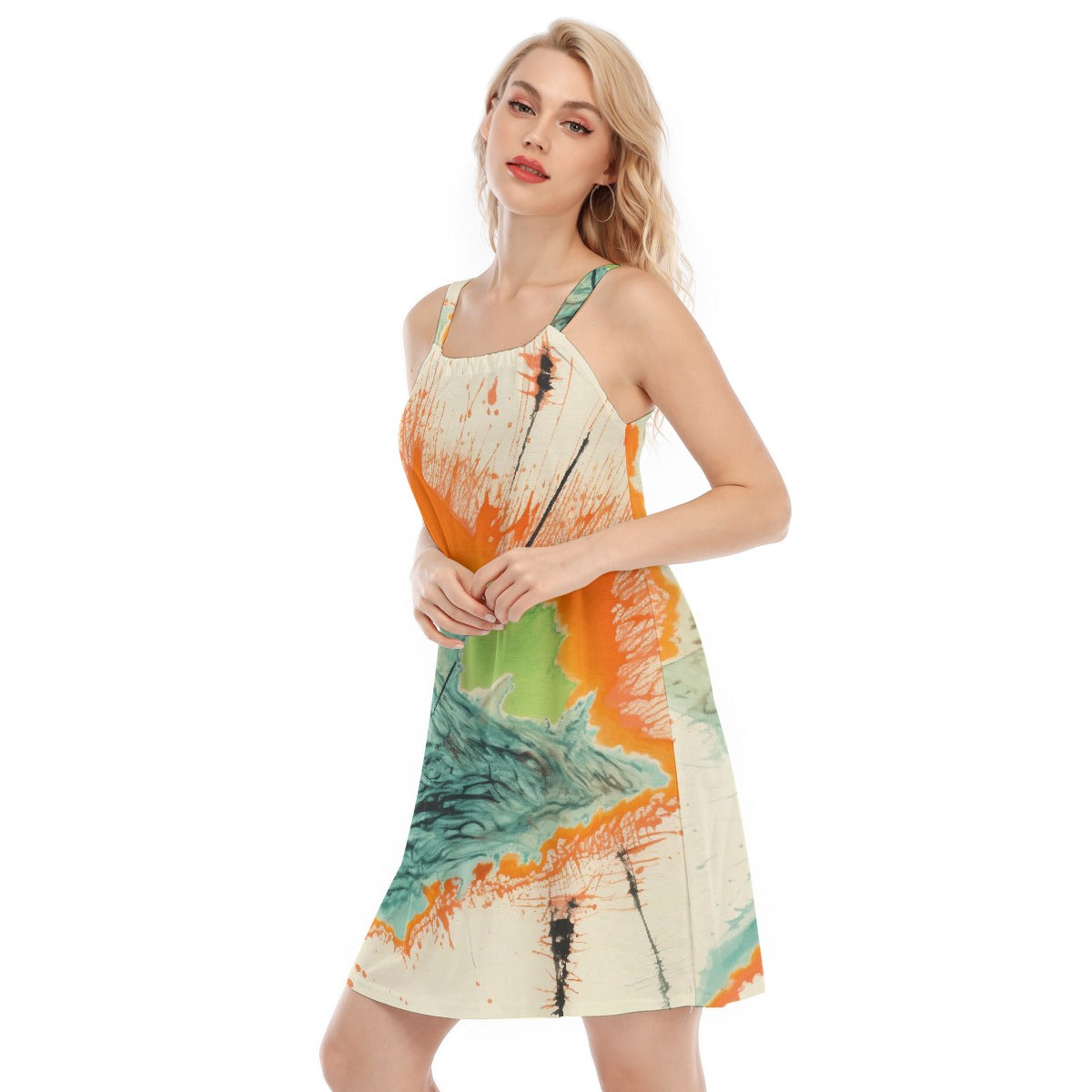 All-Over Print Women's O-neck Cami Dress