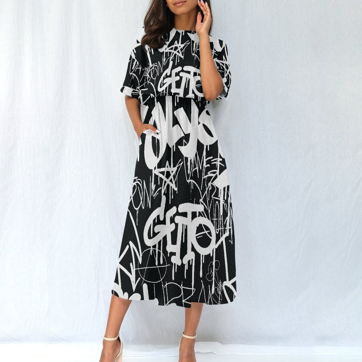 All-Over Print Women's Elastic Waist Dress