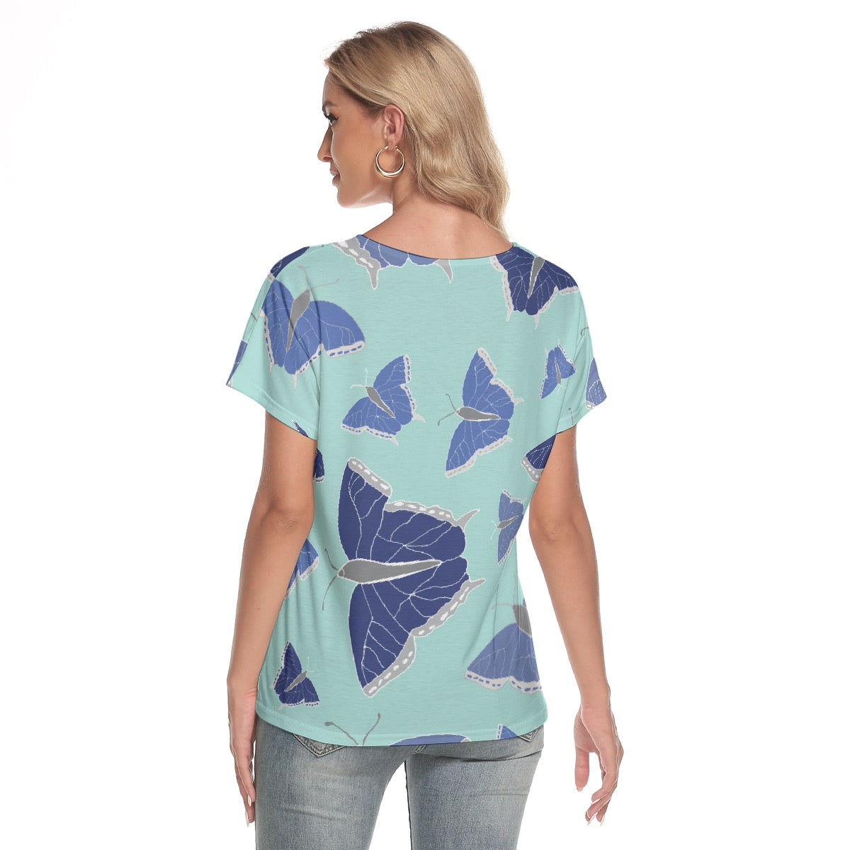 All-Over Print Women's Loose V-neck Short Sleeve T-shirt