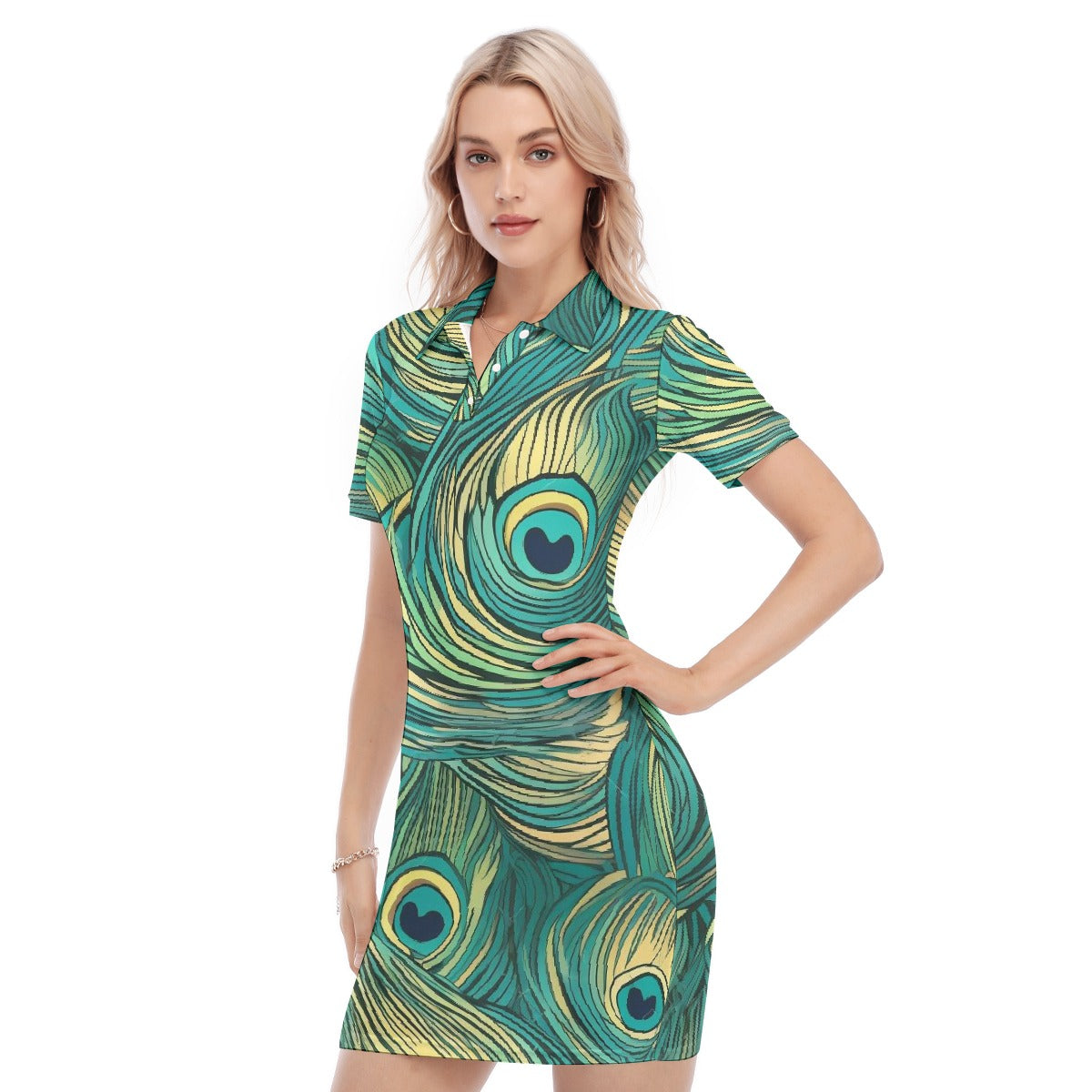 All-Over Print Women's Polo Collar Dress