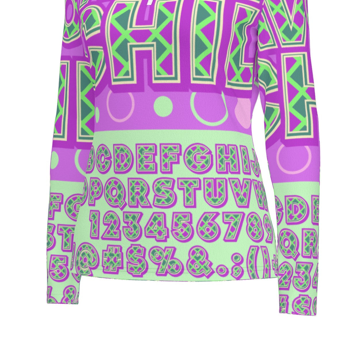 All-Over Print Women's Sports Collar Jersey With Long Sleeve