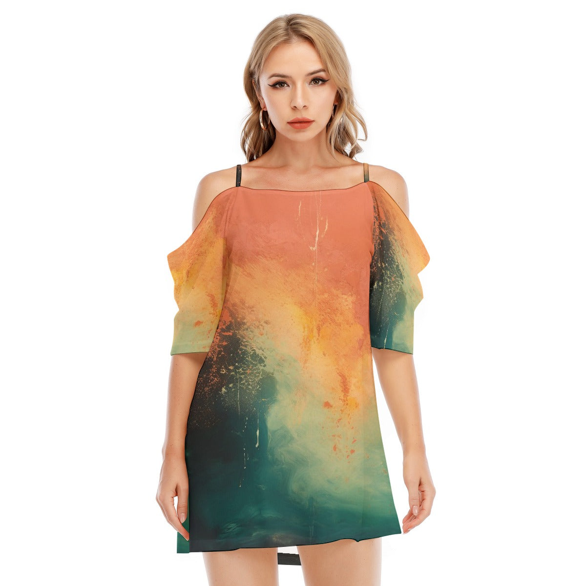 All-Over Print Women's Off-shoulder Cami Dress