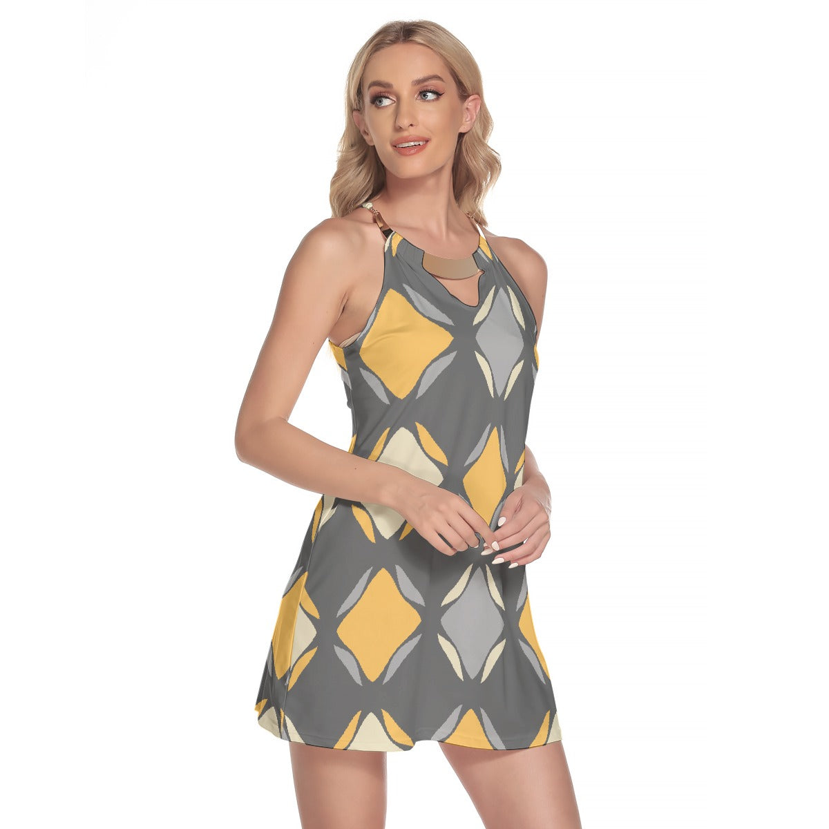 All-Over Print Women's Round Neck Above Knee Dress